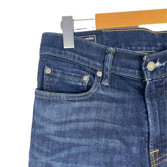 Abercrombie mens Blue Dark Wash Felix Super Slim Stretch Denim Jeans US 31 X 30 - Picture 6 of 12